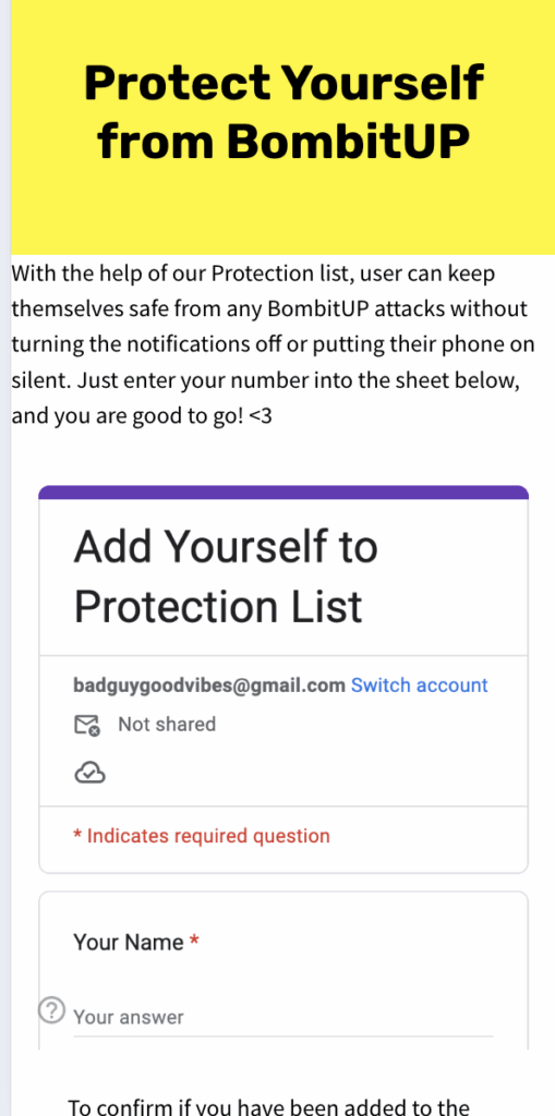 Bombitup protect list